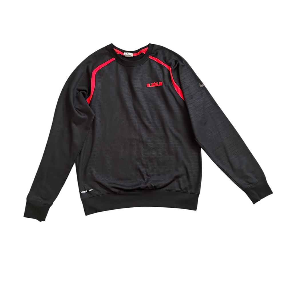 Nike LeBron Therma-FIT Crewneck Sweatshirt Black Red Men’s Medium Athletic